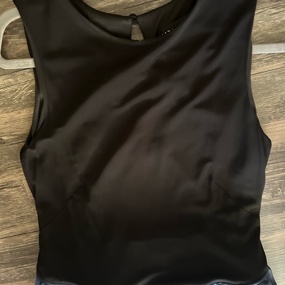 Aidan Mattox Black and Blue Floral Gown - Picture 2 of 13